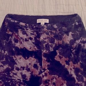 Rachel Zoe knit leggings black, purple, brown tie dye print